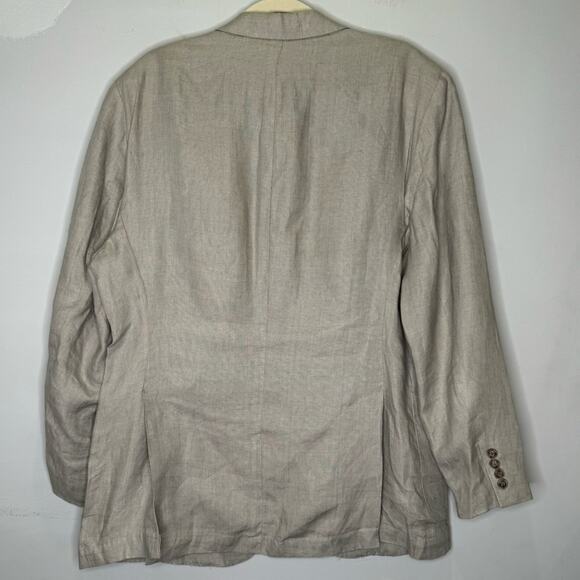 Peter Millar 100% Linen Summer Two Button Blazer Suit Jacket Beige XL - Picture 3 of 12
